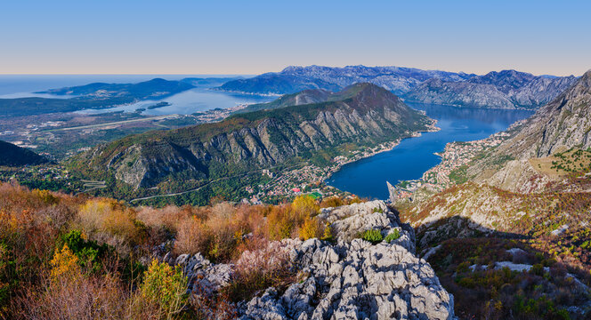 Bay of Kotor and Tivat Rocky Peak Panorama