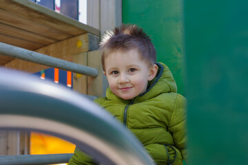 Boy playing on playground