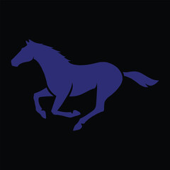 Naklejka premium Vector silhouette of a running horse on white background.