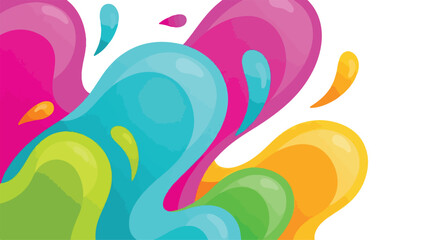 Vibrant colorful paint splashes in various shades of pink, blue, green, yellow, and orange on a white background with a dynamic abstract composition.