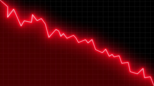 Red falling stock market graph economic crisis animation