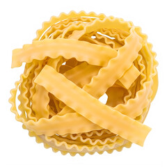 Close up of uncooked lasagna pasta noodles stacked together on transparent background