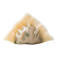 Delicious triangular dumpling with green filling on transparent background