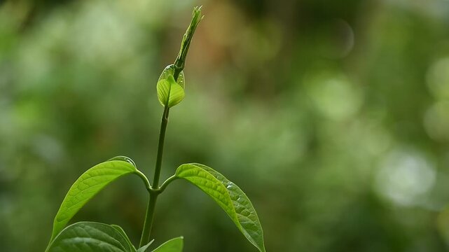 Gymnema inodorum (Lour.) Decne. branch green leaves on natural background.
