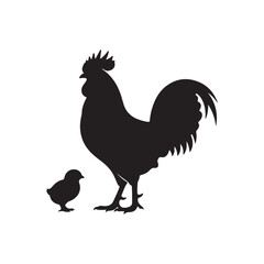 Han and chick icon silhouette vector illustration
