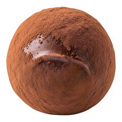 Chocolate truffle with cocoa powder and creamy filling on transparent background