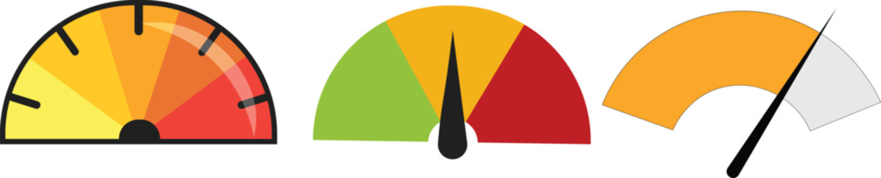 Business performance dashboard with KPI gauges and color rating scale indicators vector illustration