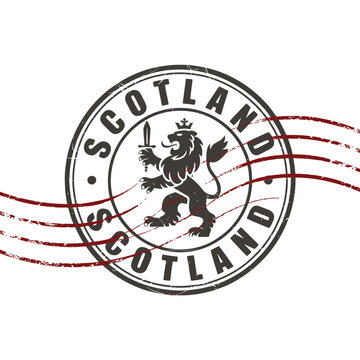 Vintage scottish emblem with a lion and crossed swords design