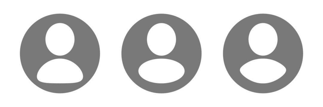 Set of three round placeholder headshot avatar, user profile vector icons