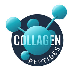 Collagen peptides label in circular shape and 3D style