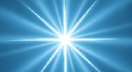 Obraz premium A bright light shines with rays emanating from it in a blue background