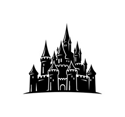 Fototapeta premium A majestic medieval castle silhouette with multiple towers and spires
