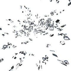 Obraz premium Shattered glass debris isolated transparent background photo realistic 3d rendering PNG with alpha channel 