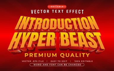 Fototapeta premium Introduction Hyper Beast 3D editable text effect style - Premium Vector