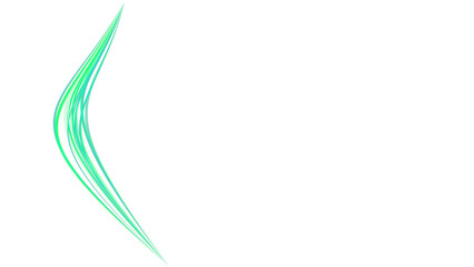 Obraz premium Abstract green curved light streak. Created in digital art style with a bright green and turquoise color palette. isolated PNG with Transparent Background
