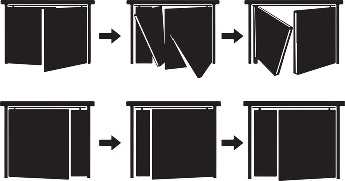 Step by step folding door opening and closing process