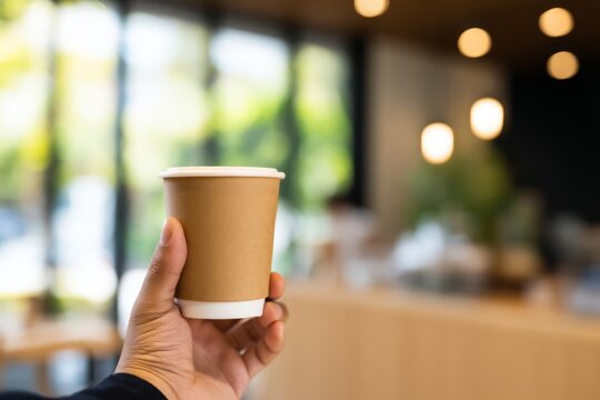 Person Holding Freshly Brewed Coffee Cup in Cafe