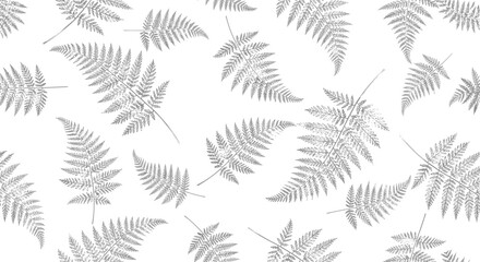 Seamless fern leaf pattern background in gray botanical hand drawn style © EdGe Creative