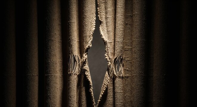 Torn Temple Veil &ndash; Good Friday Biblical Symbolism Background