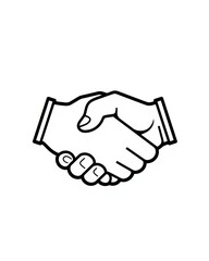 Two hands shaking in a firm and formal handshake agreement illustration.