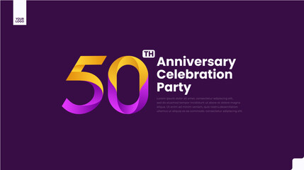 50th anniversary celebration party logo gold gradient