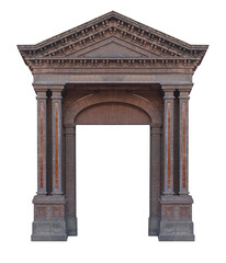 Obraz premium Elements of architecture of buildings, ancient arches, columns and doors, windows and apertures. On the streets in Barcelona, public places.