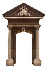 Obraz premium Elements of architectural decorations of buildings, arches and columns, door and window openings. On the streets in Catalonia, public places.