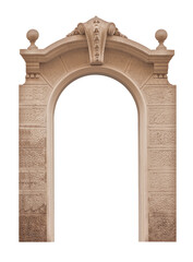 Fototapeta premium Elements of architectural decorations of buildings, arches and columns, door and window openings. On the streets in Catalonia, public places.