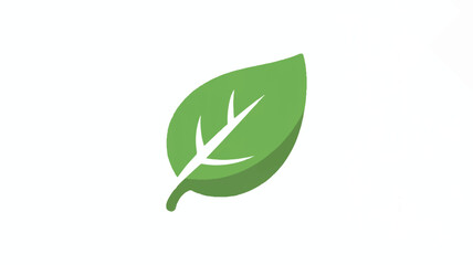 Obraz premium Simple flat vector icon of a single green leaf, signifying nature, health, and eco-friendliness. Clean and versatile graphic.