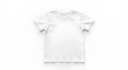 Clean white cotton t-shirt with short sleeves, neatly folded and presented flat lay on a bright background, ideal for apparel mockups and design presentations. isolated PNG with Transparent