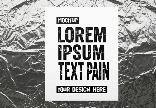 Crumpled Foil Background Paper Mockup