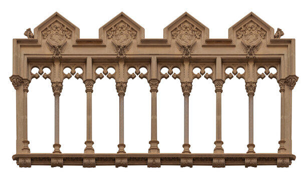 Elements of architectural decorations of buildings, arches and columns, door and window openings. On the streets in Catalonia, public places.