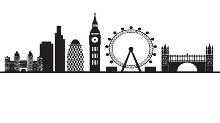 Obraz premium Iconic London Cityscape Silhouette Vector Illustration