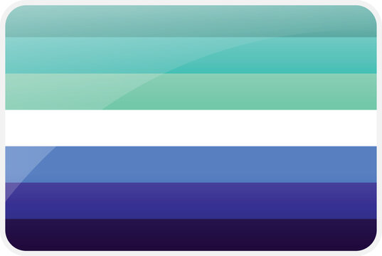 Glossy Gay Men Pride Flag 5-Stripes Version - LGBTQ+ MLM Vincian Identity Symbol Vector Graphic with Turquoise and Blue