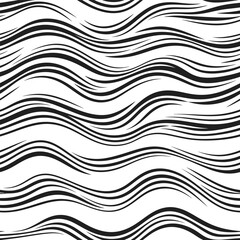 Wavy black lines flowing across a simple background from a direct viewpoint in an illustration