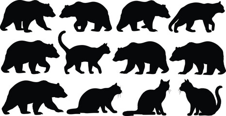 Fototapeta premium Vector animal silhouettes isolated on transparent background