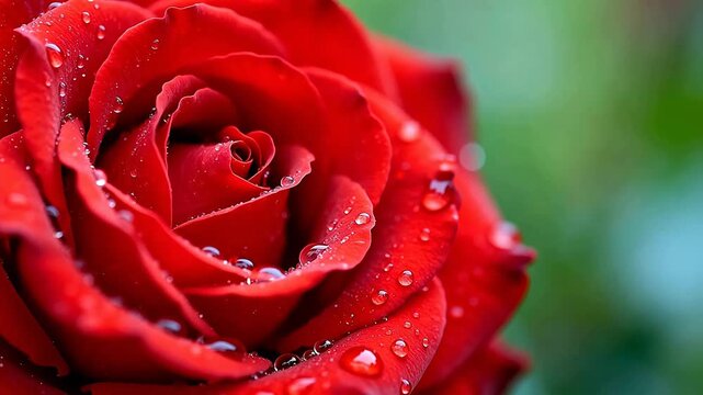 Red rose with water droplets