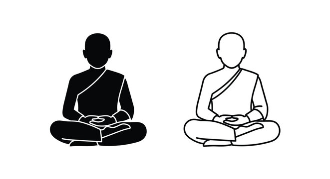 Two meditating figures one solid black and one line art silhouette