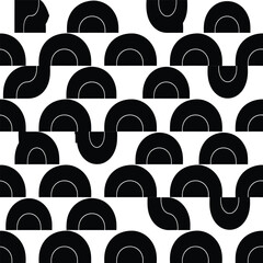 Geometric Pattern Featuring Arches and Curves in Repeating Design