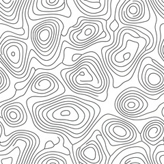 A topographic map illustration featuring concentric contour lines in a repeating pattern, viewed from directly above, showcasing terrain features and elevation changes