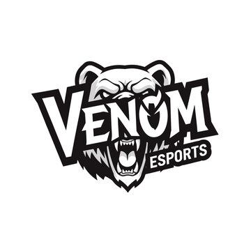 Aggressive bear mascot logo with Venom Esports text