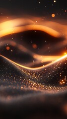 Abstract Golden Fluidity with Glimmering Particles on a Dark Backdrop for Elegant Motion Design
