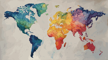 world map watercolor vector illustration  © AI PIC