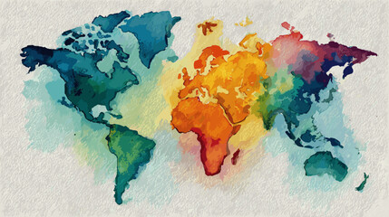 world map watercolor vector illustration  © AI PIC