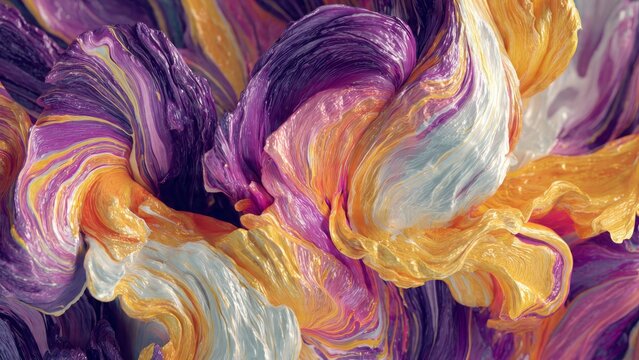 Abstract Floral Rhapsody: A close-up view unveils a mesmerizing dance of colors, forming the delicate petals of an unseen floral masterpiece. Bold strokes blend to produce a visual symphony.
