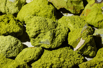 Raw green nontronite stones