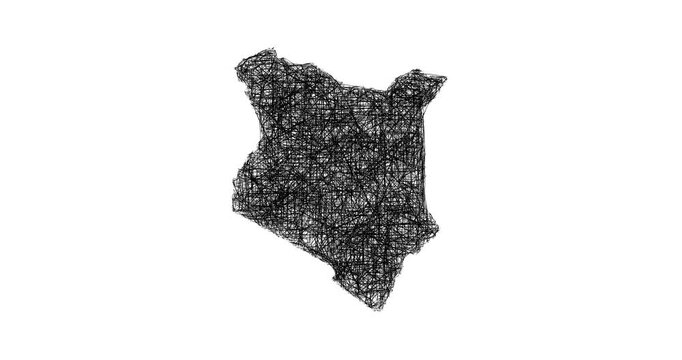 Sketch Kenya outline map animation - smooth progressive reveal