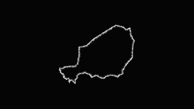 Sketch Niger outline map animation - smooth progressive reveal