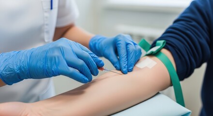 Healthcare Professional Drawing Blood from Patient Arm with Syringe in Clinical Setting