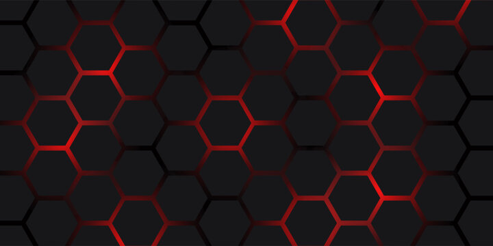 grey and red hexagons modern background illustration